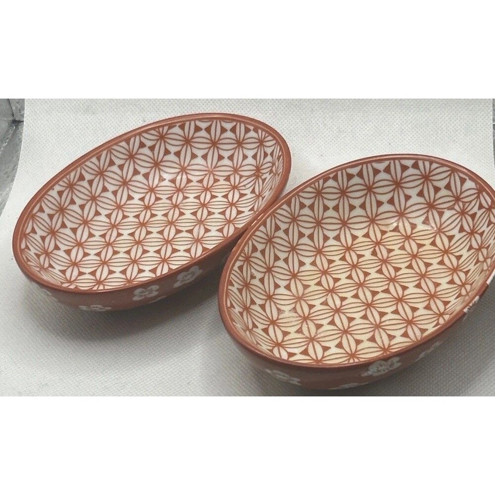 Williams Sonoma Home Soap Dishes Ceramic Chinoiserie Set Of 2 Small 5”x4”